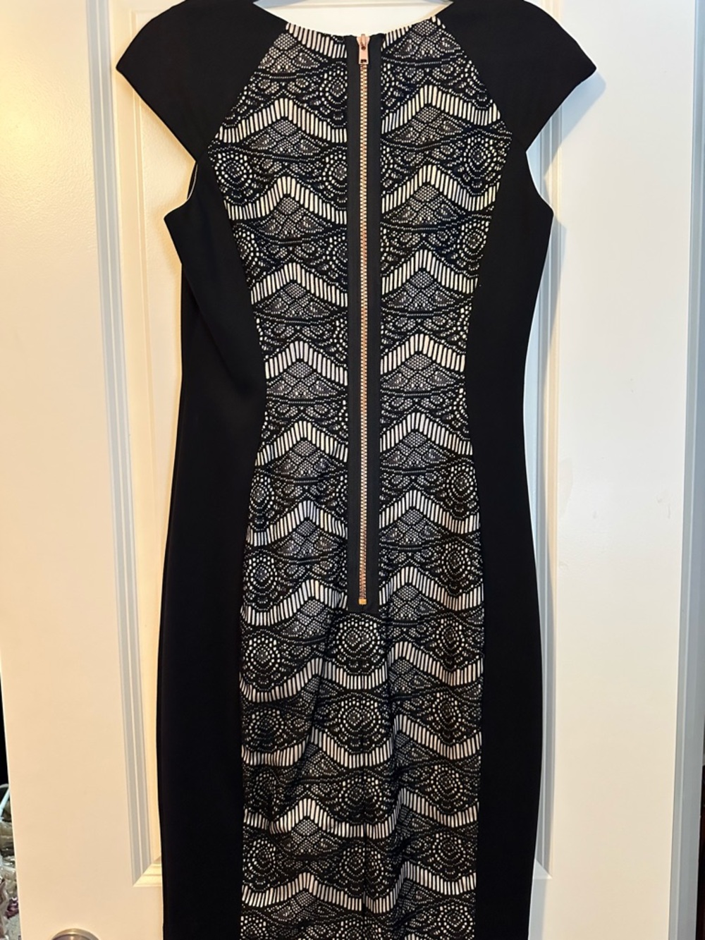 Jax Black and Cream Lace-Front Midi Dress - Picture 2 of 5